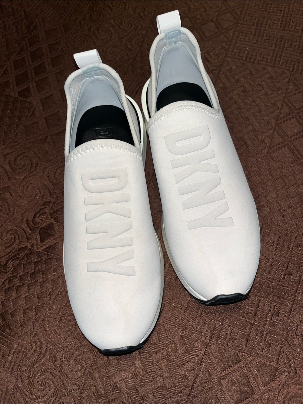 DKNY Alona Cream Slip-On Logo Athletic Sneakers